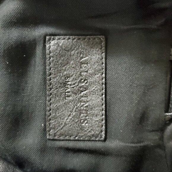 New All Saints Yuku biker moto quilted boxy zipper 100% lamb leather jacket - Picture 15 of 16